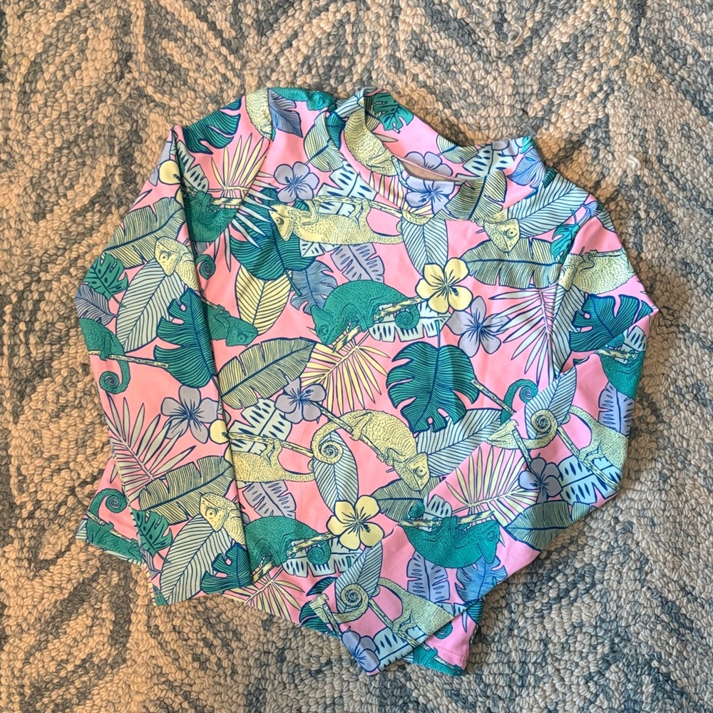 Carter's Pink and Green Tropical Print Rashguard